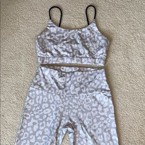 Grey Leopard Workout Set